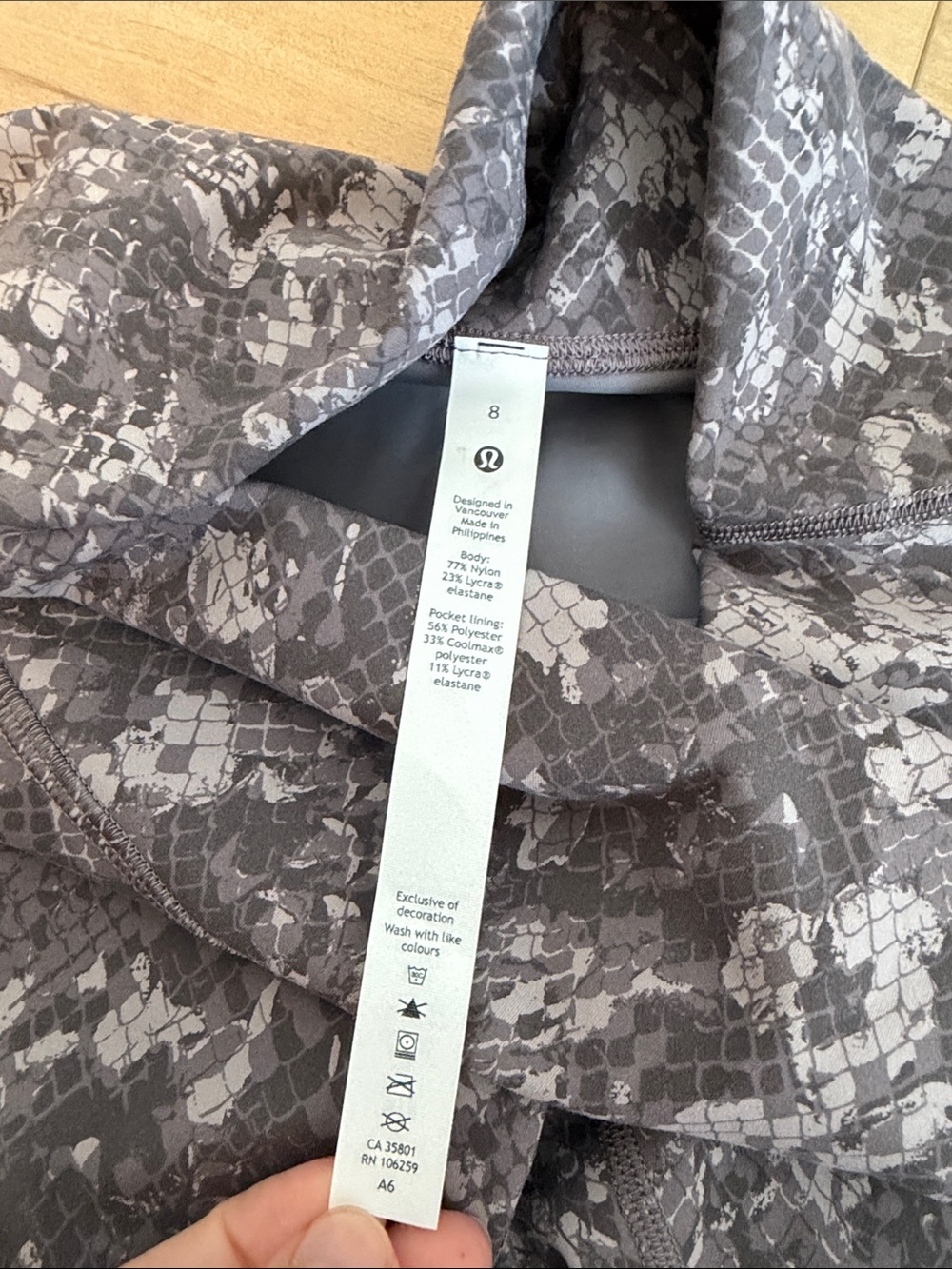 lululemon Gray Snake Print High-Rise Bike Shorts  8 - Picture 3 of 3